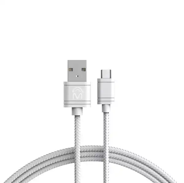 Mental Beats 3Ft Micro USB Mesh Braided Cable White - 00569