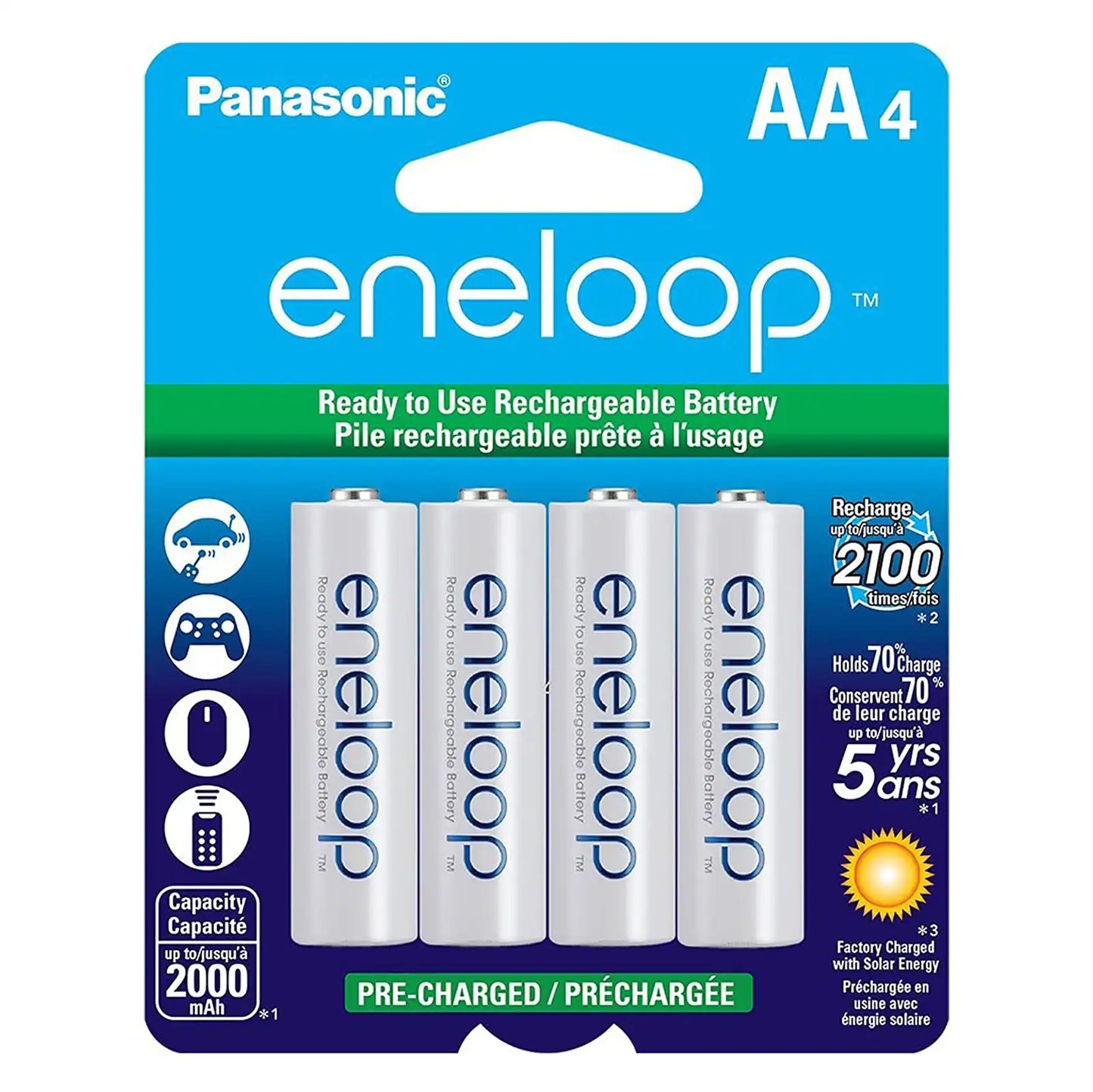 Battery Panasonic AAAA Ni-MH Rechargeable 2000mah 4 Pack 1.2V 10095