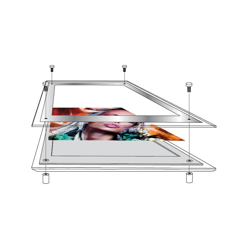 Boîte lumineuse LED ultra-mince en acrylique / Cadre photo (contour noir) 27,64'' x 37,36''