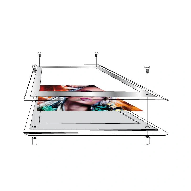 Boîte lumineuse LED ultra-mince en acrylique / Cadre photo (contour noir) 31,50'' x 23,62''