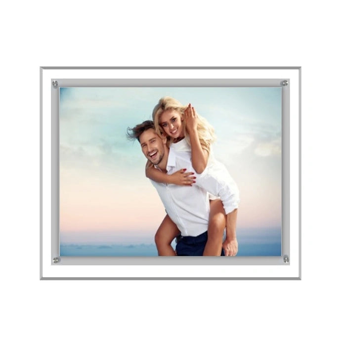 Acrylic Ultra Slim LED Light Box / Photo Frame (Silver Outline) 5,79’’ x 7,80’’