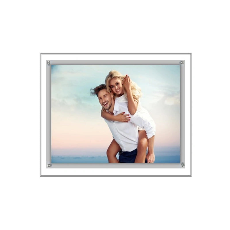 Acrylic Ultra Slim LED Light Box / Photo Frame (Silver Outline) 6,81’’ X 8,81’’