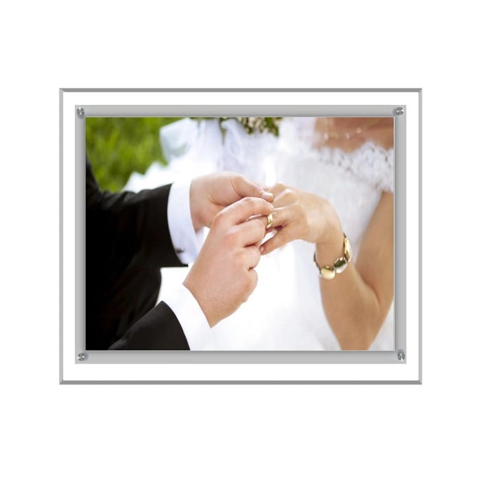 Acrylic Ultra Slim LED Light Box / Photo Frame (Silver Outline) 10,75’’ X 12,76’’