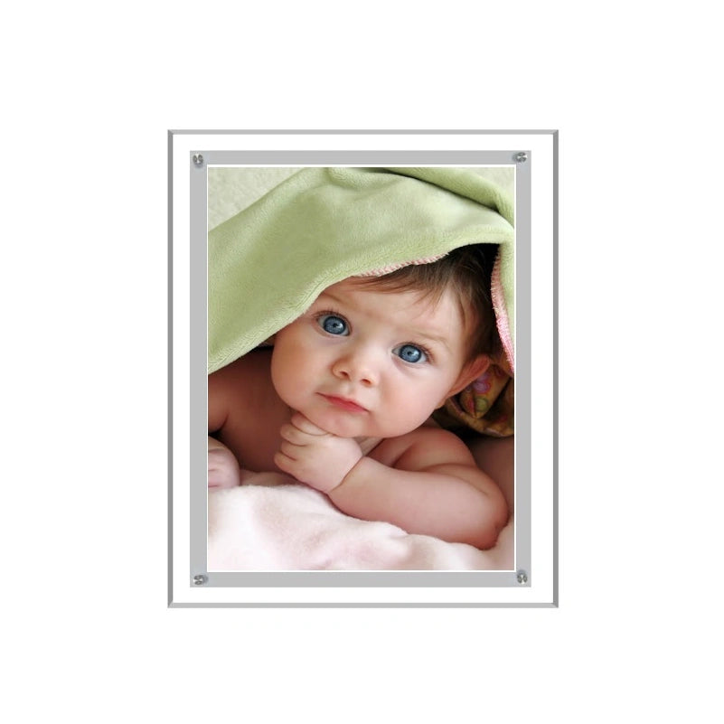 Acrylic Ultra Slim LED Light Box / Photo Frame (Silver Outline) 10,75’’ X 12,76’’