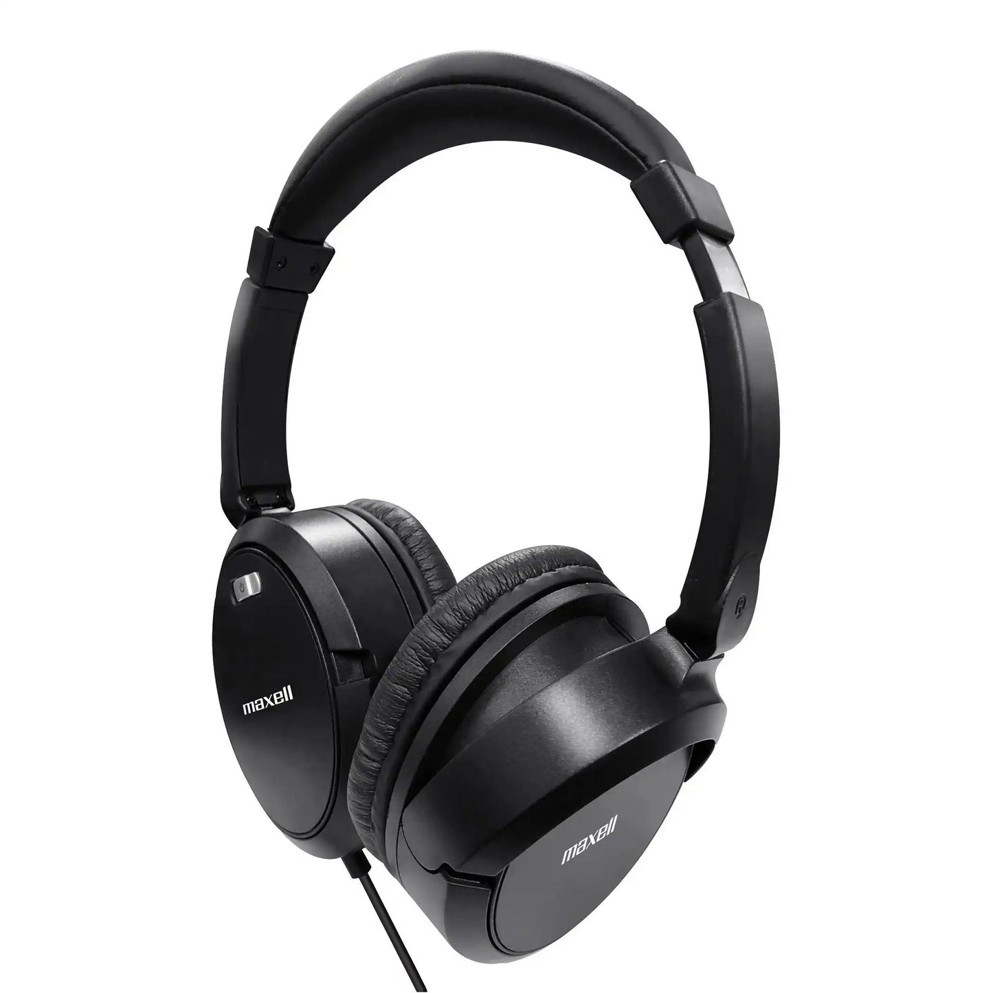 Maxell Bass Noise Cancellation Headphone Swivel Earcups,With Microphone,Travel Case Included - 190400
