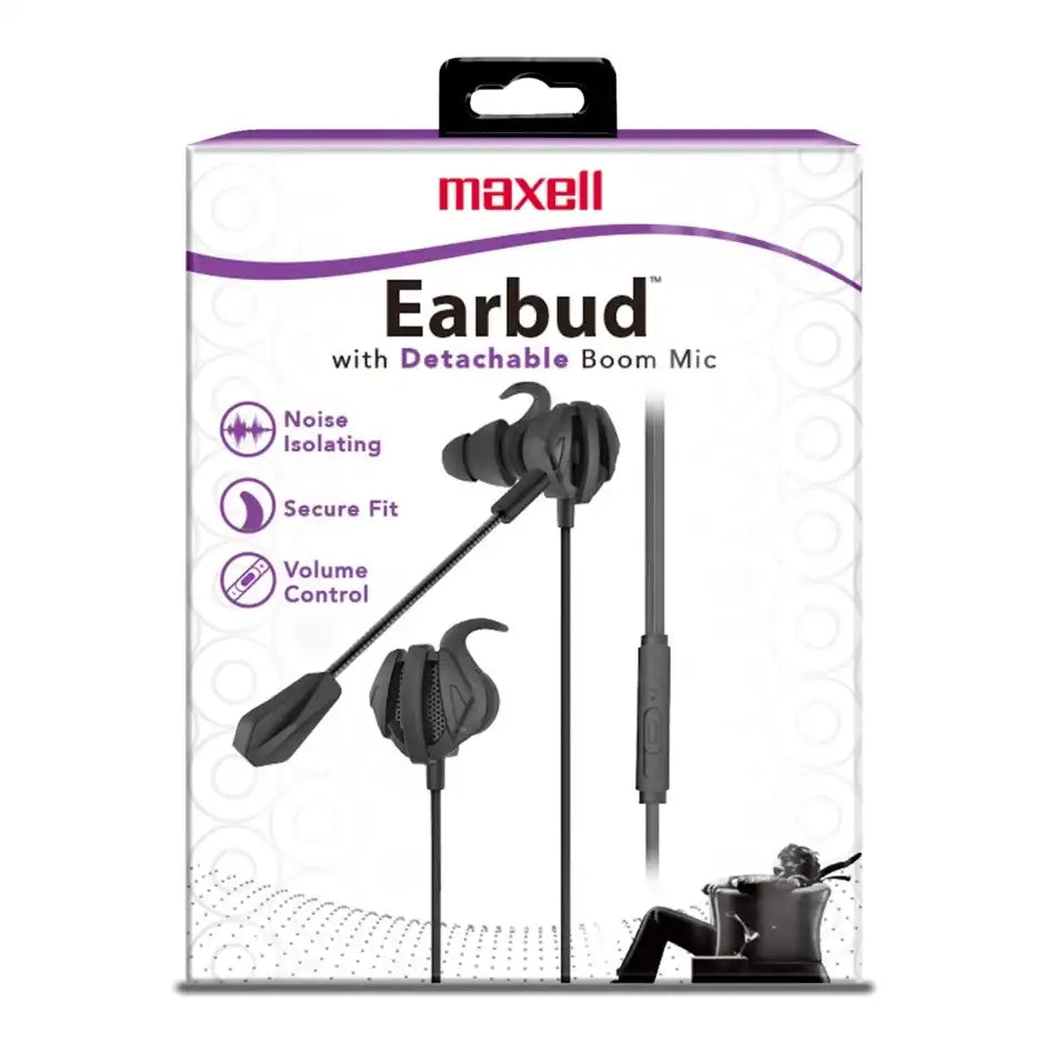 Maxell EBV-2 Bluetooth Headphones (Black) featuring a Detachable Microphone and a 3.5mm Audio Jack - 199616.
