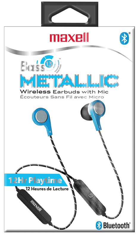 Maxell Bass 13 Wireless Bluetooth Earbuds (Metallic) Blue Whit Microphone- 199837