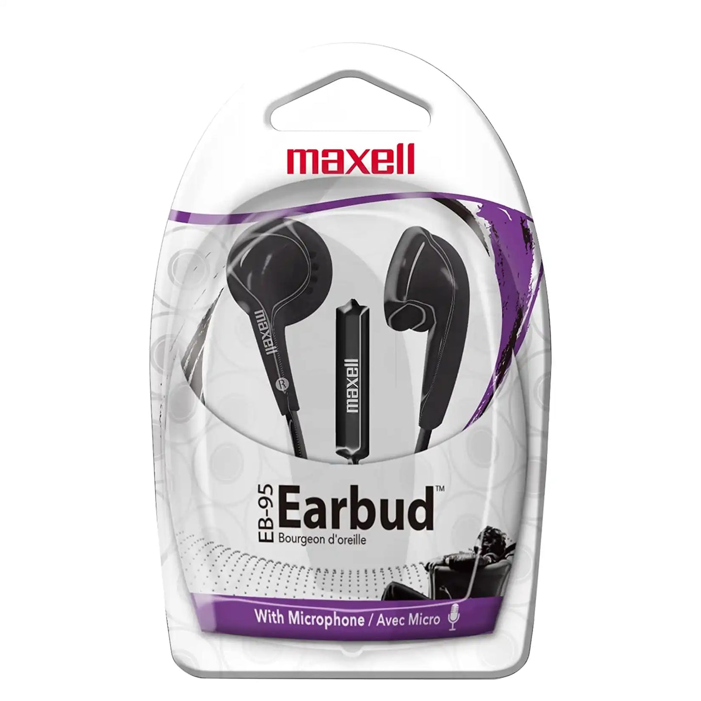 Maxell EB-95 Stereo Earbuds -Black with Microphone - 199846