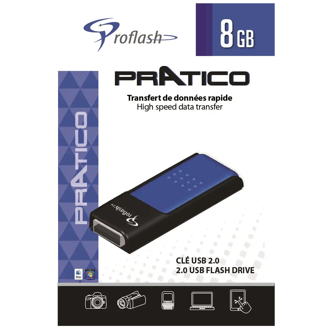 Proflash USB Flash Drive Serie Pratico 08 GB Blue - 21111