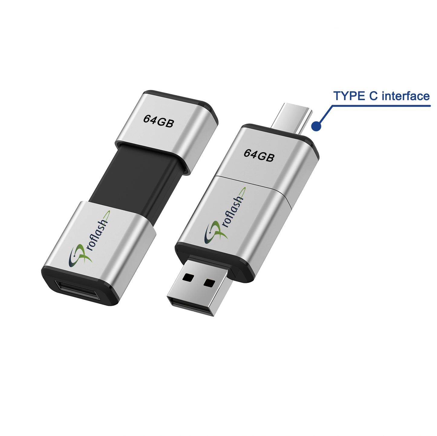 21471 Proflash USB Flash Drive 32 GB Dual USB 2 in 1 USB-A to Type-C