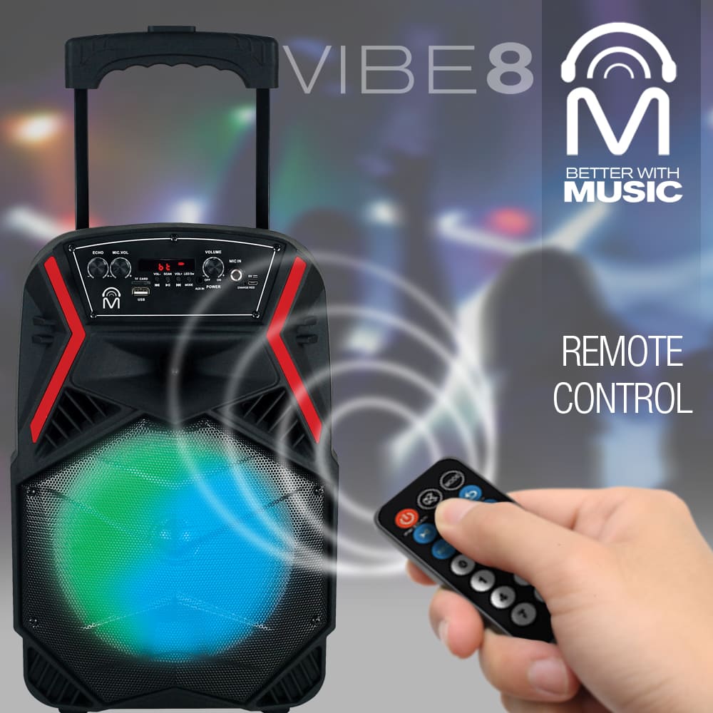 Trolley 8 TWS Party Karaoke Portable Speaker, Bluetooth 5.0 - Black & Red - 23844