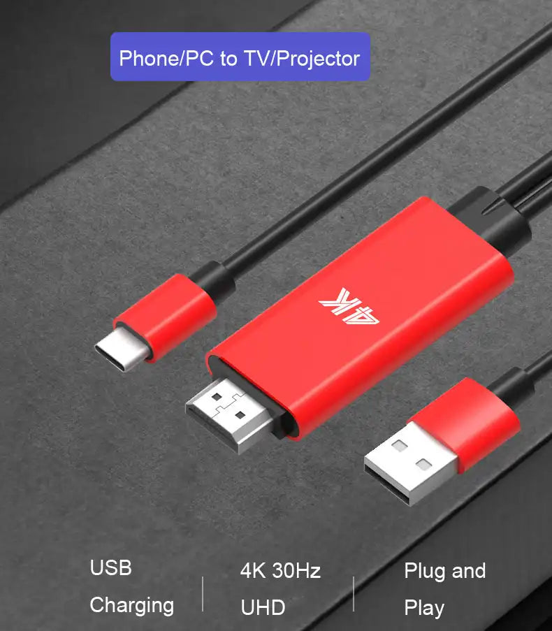 Onten 4K USB-C to HDMI Cable Adapter Red 1.8M - OT-9572A