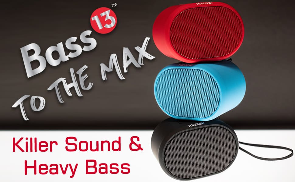 Maxell Mini Wireless Speaker with Heavy Bass, Bluetooth 5.0, and Micro-SD Slot – Red - 490901