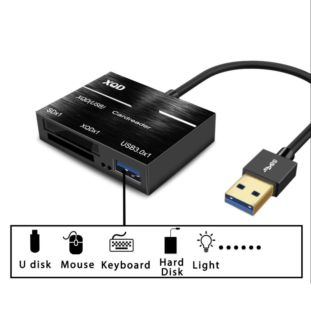 XQD/SD Card Reader Adapter, USB 3.0 Portable Flash Memory Card Reader, For XQD/SD Camera Card, for Sony M/G Series, Lexar USB Mark Card