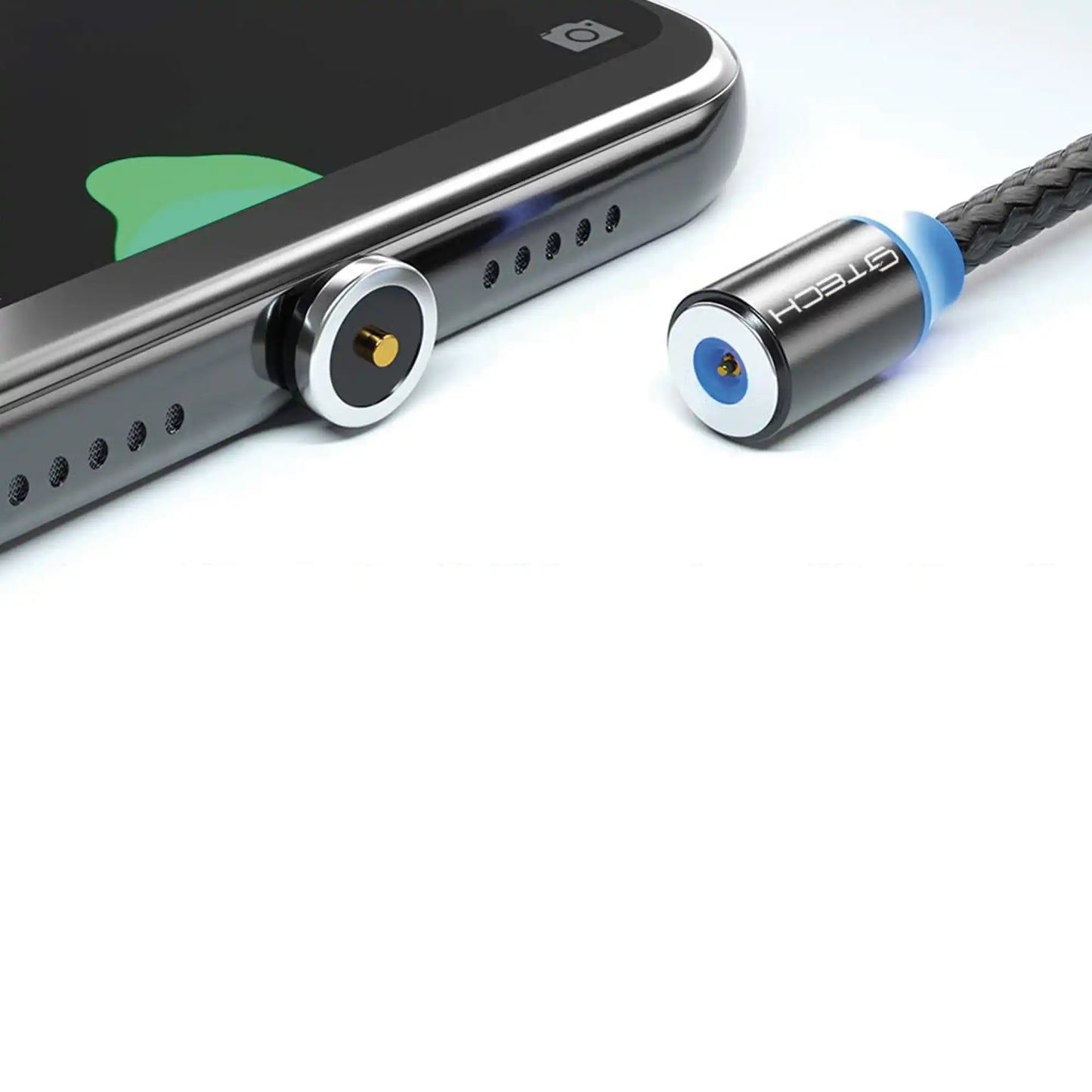 6 Feet Magnetic 3-in-1 Charging Cable - USB to Micro USB, Type-C & Lightning Black (LED, Nylon Braided)