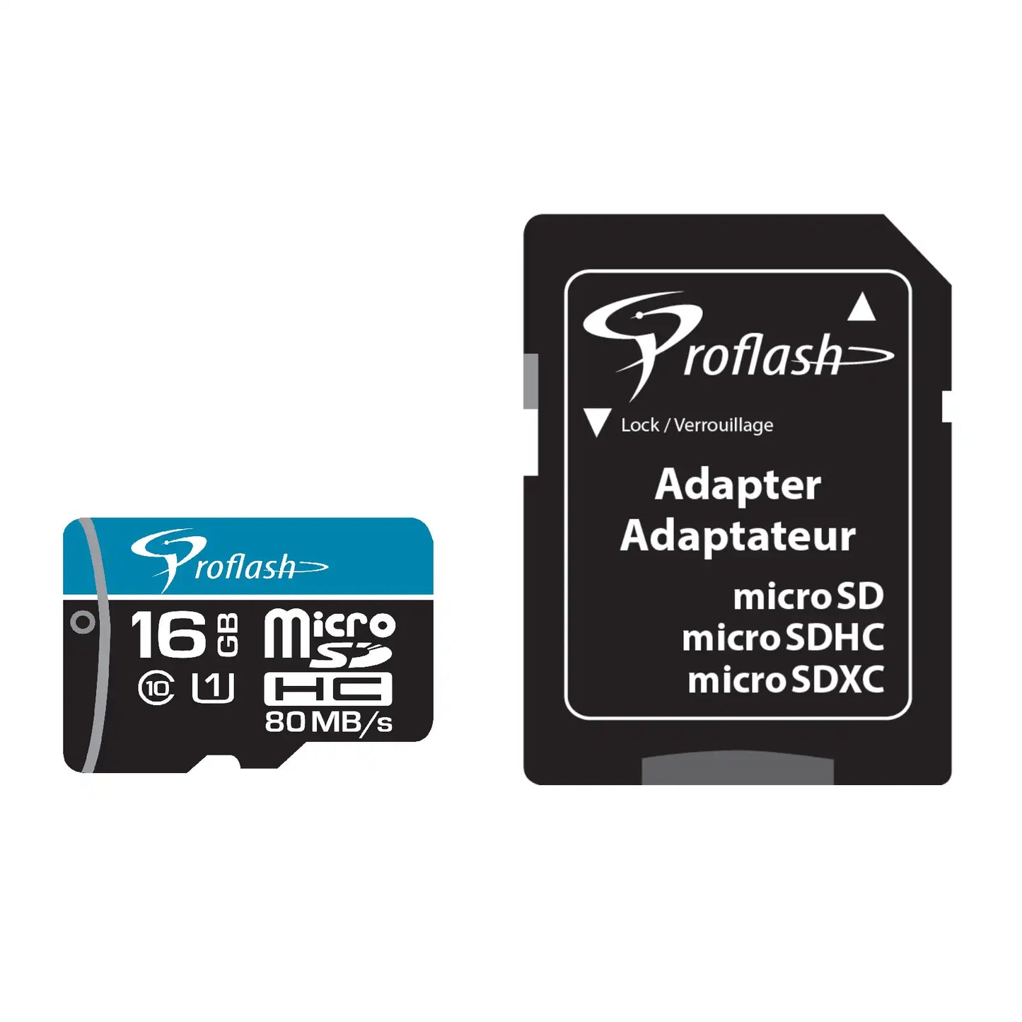 Proflash 16 GB Micro-SDHC Memory Card Class 10 UHS-I, 80 MB/s High-Speed with SD Adapter