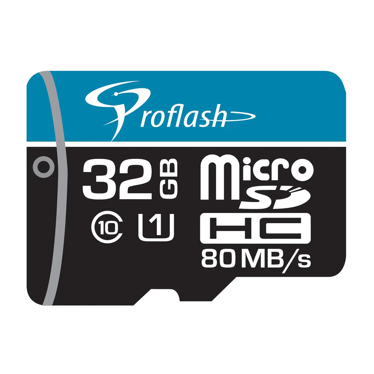 ProFlash 32GB MicroSDHC Memory Card – Class 10 UHS-1, 80MB/s High-Speed SD Card with Adapter for Cameras, Phones, Drones & Security Systems