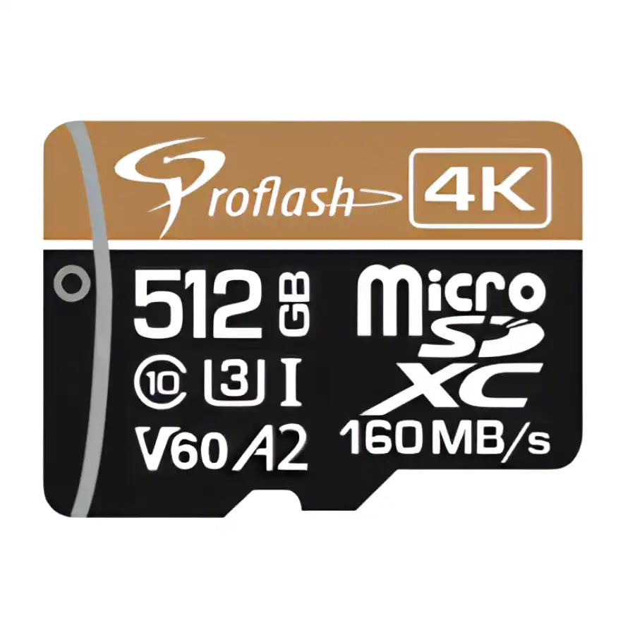 ProFlash 512GB MicroSDXC Memory Card – 4K Ultra HD, V60 A2, Class 10 UHS-1, 160MB/s High-Speed SD Card with Adapter for Cameras, Drones & Gaming