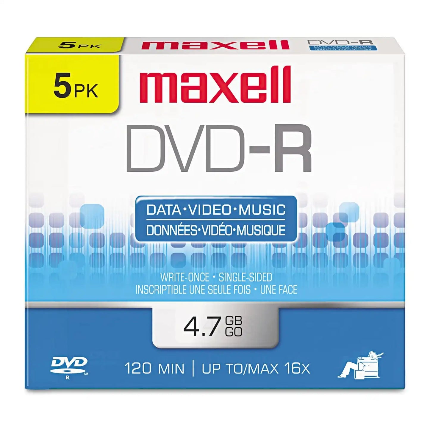 Maxell DVD-R Discs, 4.7GB, 16x, W/Jewel Cases, Gold, 5/Pack - 638002