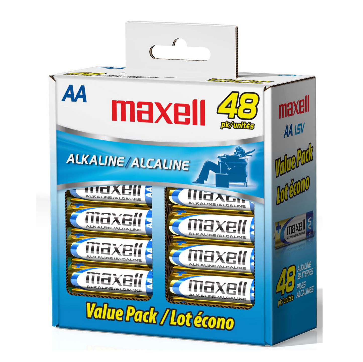 Maxell Alkaline AA Batteries | Pack of 48 (Model: 723443).