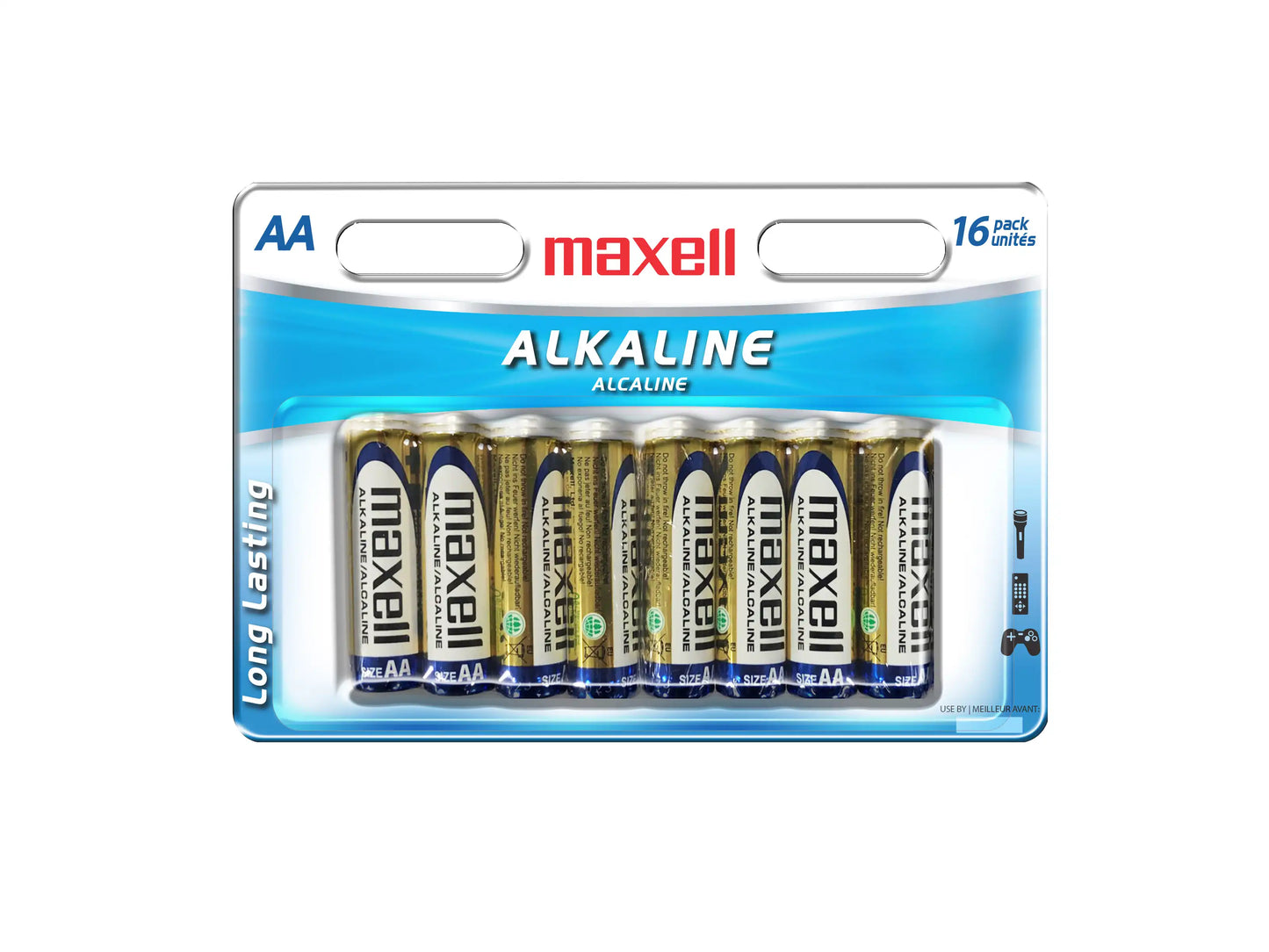 Maxell Alkaline AA Batteries | Pack of 16 (Model: 723466).