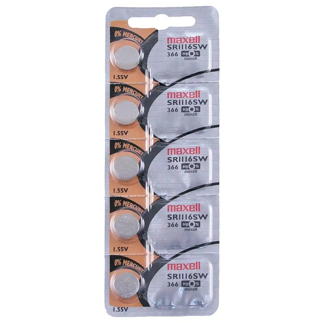 Maxell Watch Battery SR1116SW-366 5PCS Tearstrip ( Pack of 5 Batteries ) - 733850