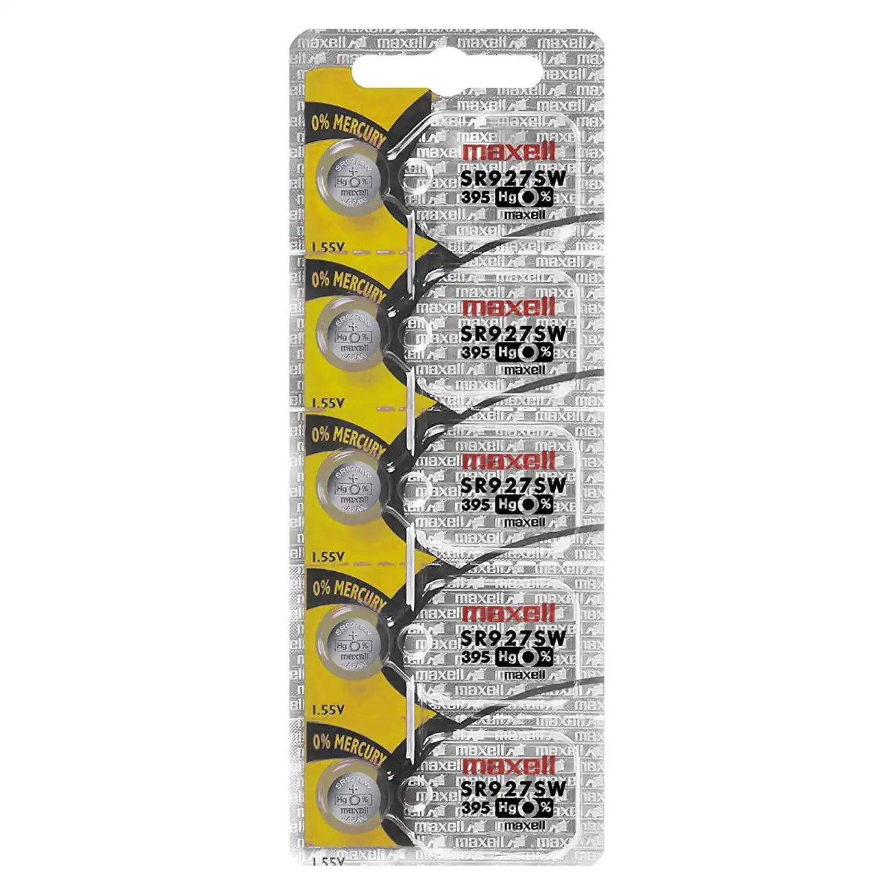 Maxell Watch Battery SR927SW-395 5PCS Tearstrip ( Pack of 5 Batteries ) - 735451