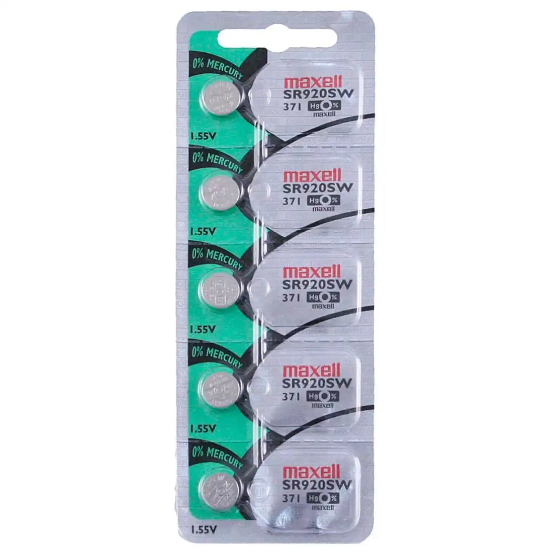 Maxell Watch Battery SR920SW-371 5PCS Tearstrip ( Pack of 5 Batteries ) - 736051