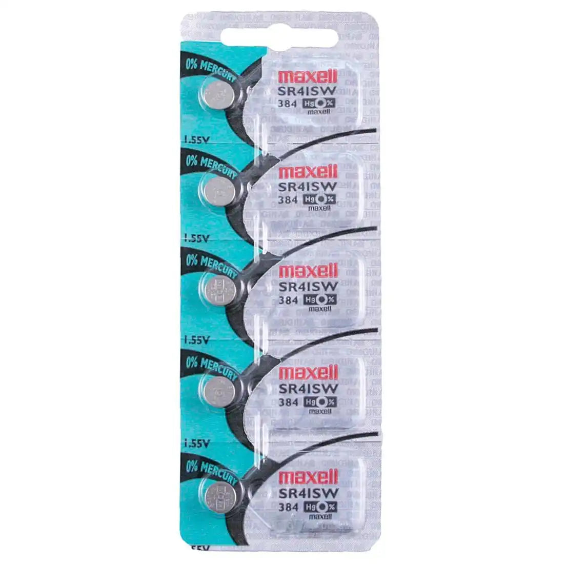 Maxell Watch Battery SR41SW-384 5PCS Tearstrip ( Pack of 5 Batteries ) - 738150