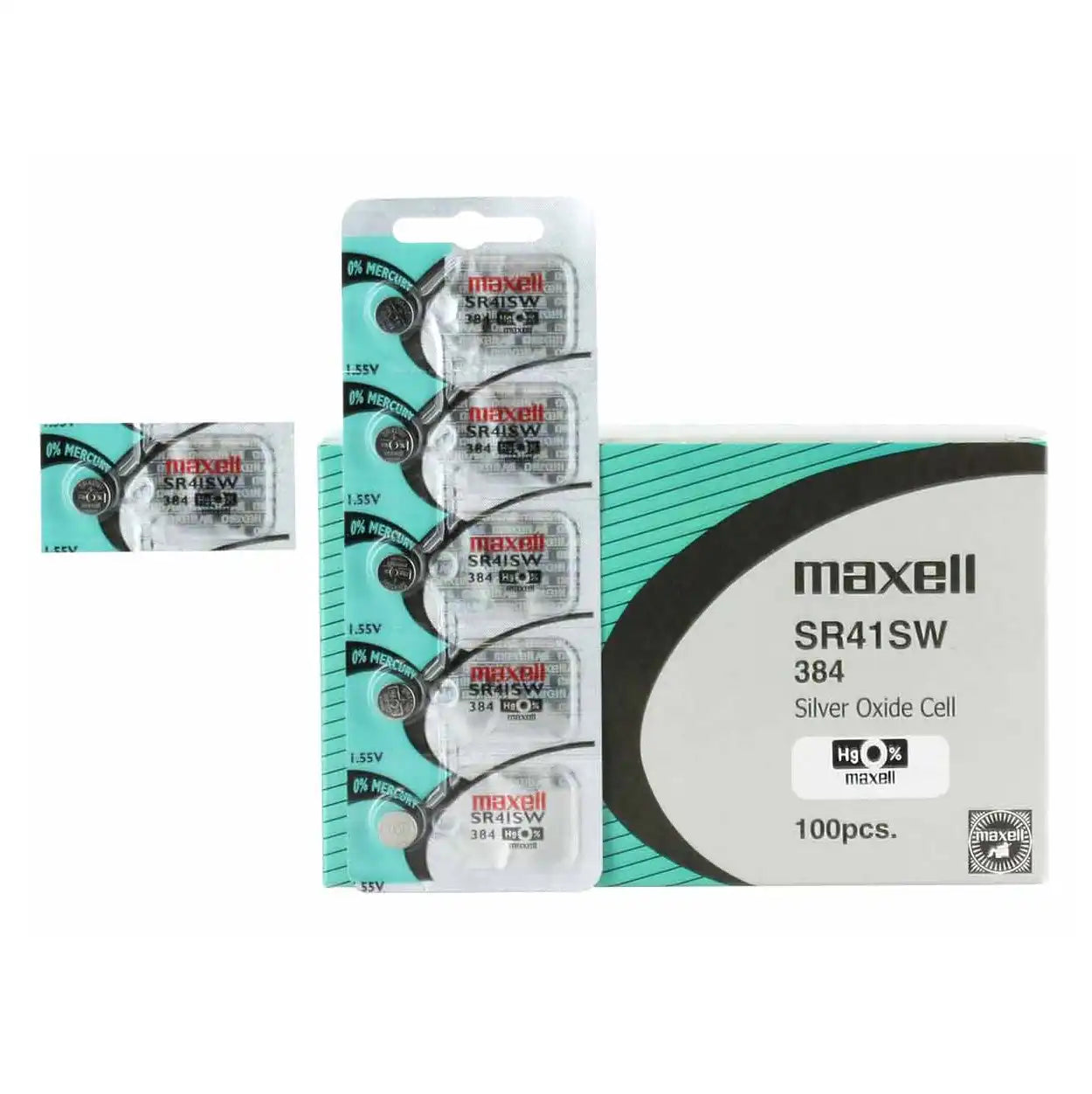 Maxell Watch Battery SR41SW-384 5PCS Tearstrip ( Pack of 5 Batteries ) - 738150