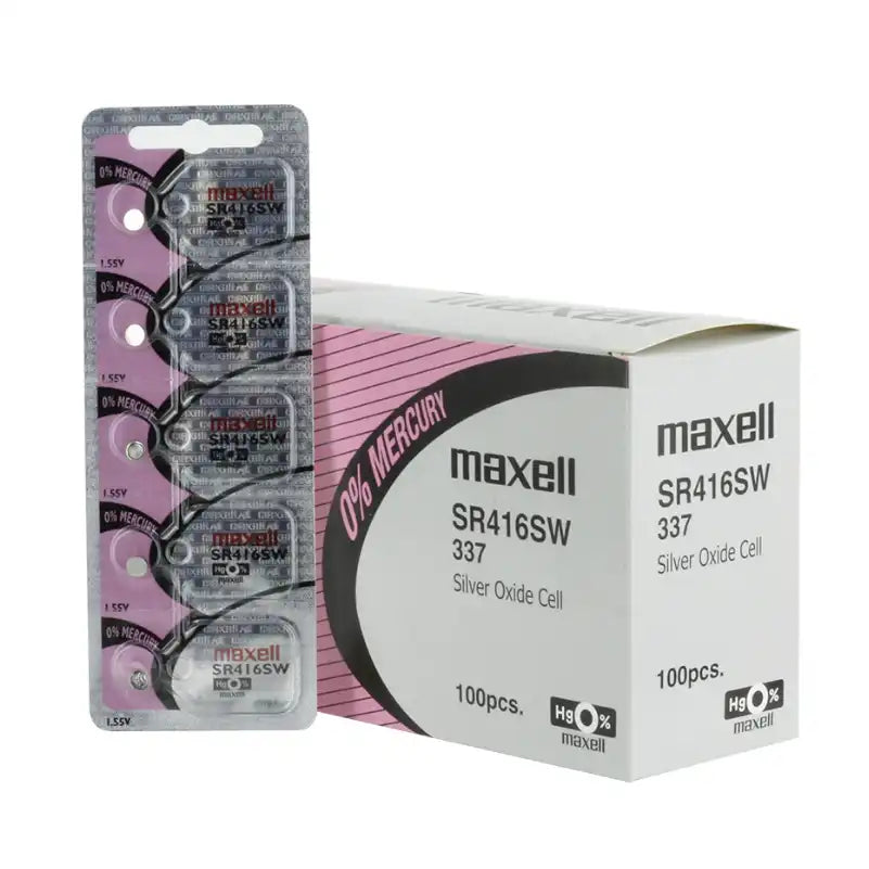 Maxell Watch Battery SR416SW-337 5PCS Tearstrip ( Pack of 5 Batteries ) - 738450