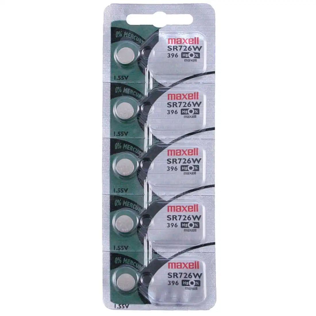 Maxell Watch Battery SR726W-396 5PCS Tearstrip ( Pack of 5 Batteries - 741050