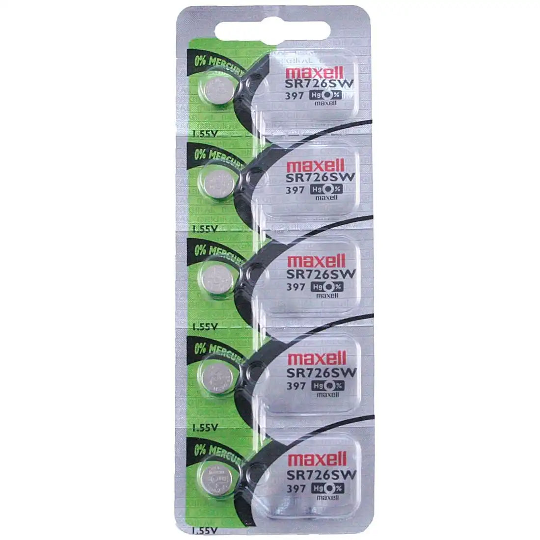 Maxell Watch Battery SR726SW-397 5PCS Tearstrip ( Pack of 5 Batteries ) - 741051