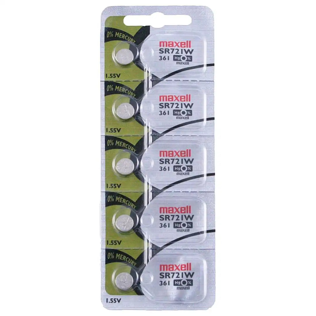 Maxell Watch Battery SR721W-361 5PCS Tearstrip ( Pack of 5 Batteries ) - 741450
