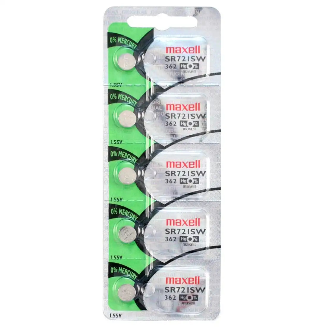 Maxell Watch Battery SR721SW-362 5PCS Tearstrip ( Pack of 5 Batteries ) - 741451
