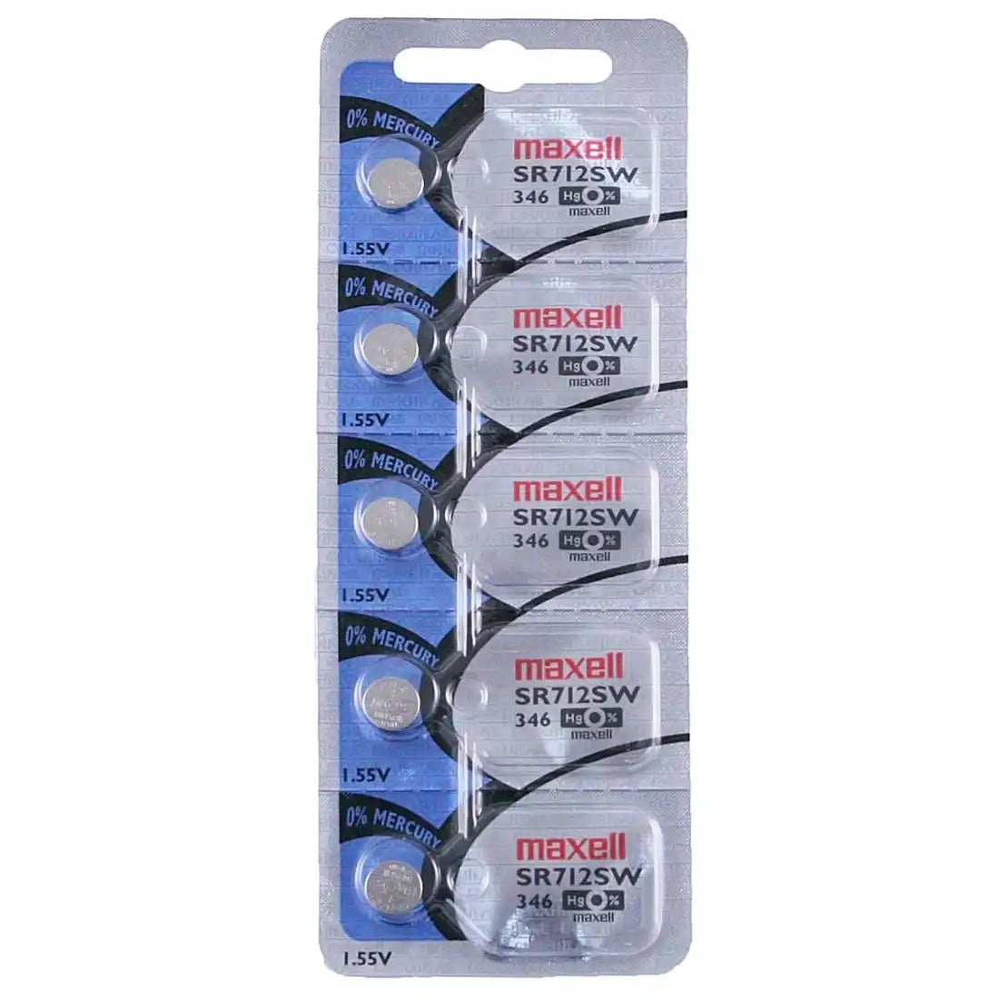 Maxell Watch Battery SR712SW-346 5PCS Tearstrip ( Pack of 5 Batteries ) - 742051