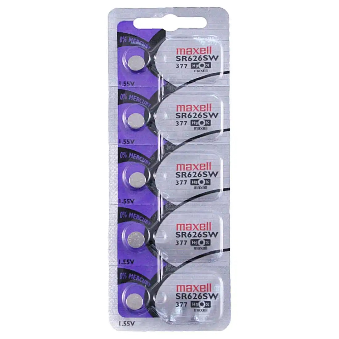 Maxell Watch Battery SR626SW-377 5PCS Tearstrip ( Pack of 5 Batteries ) - 743050