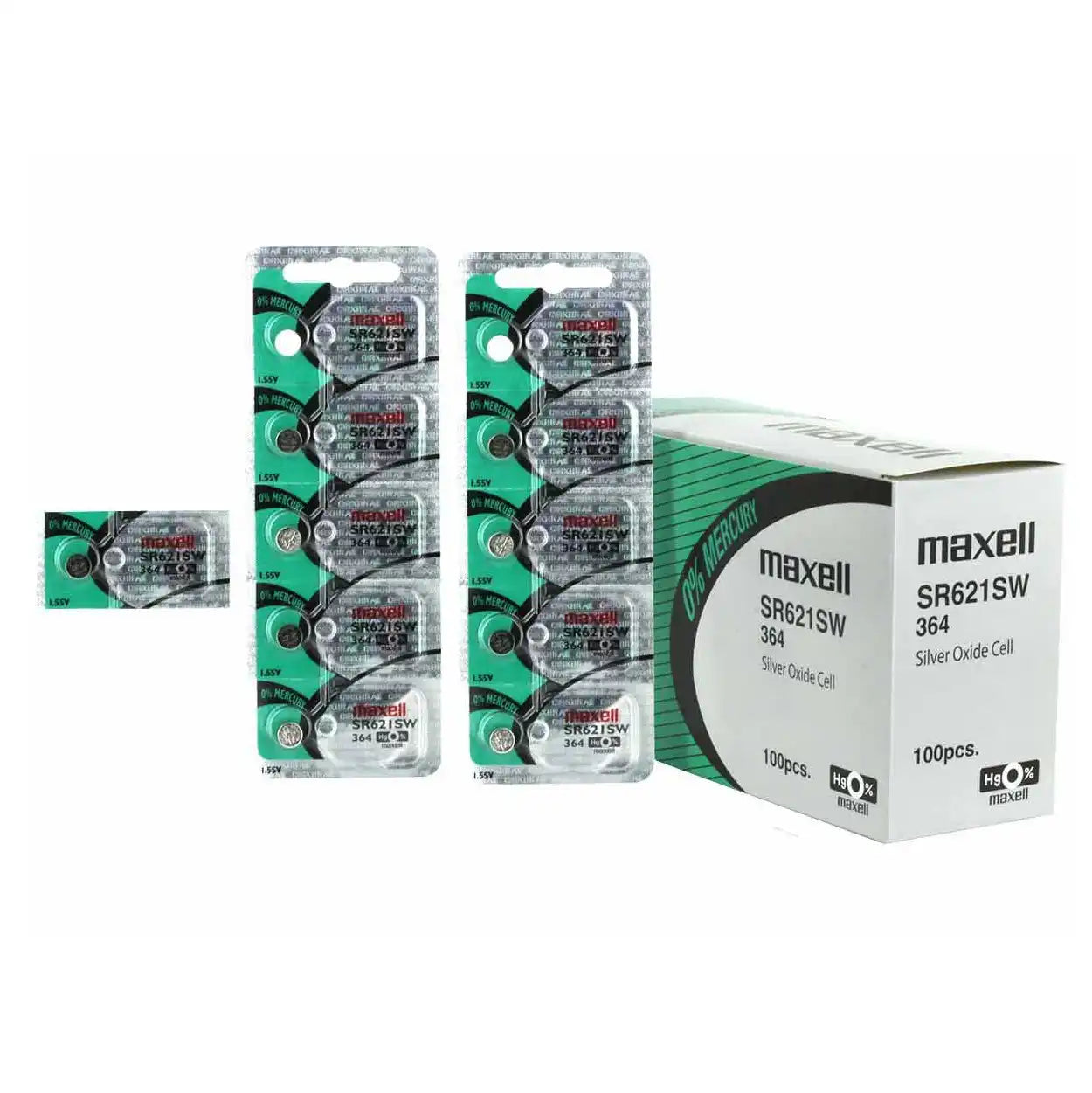 Maxell Watch Battery SR621SW-364 5PCS Tearstrip ( Pack of 5 Batteries ) - 743450