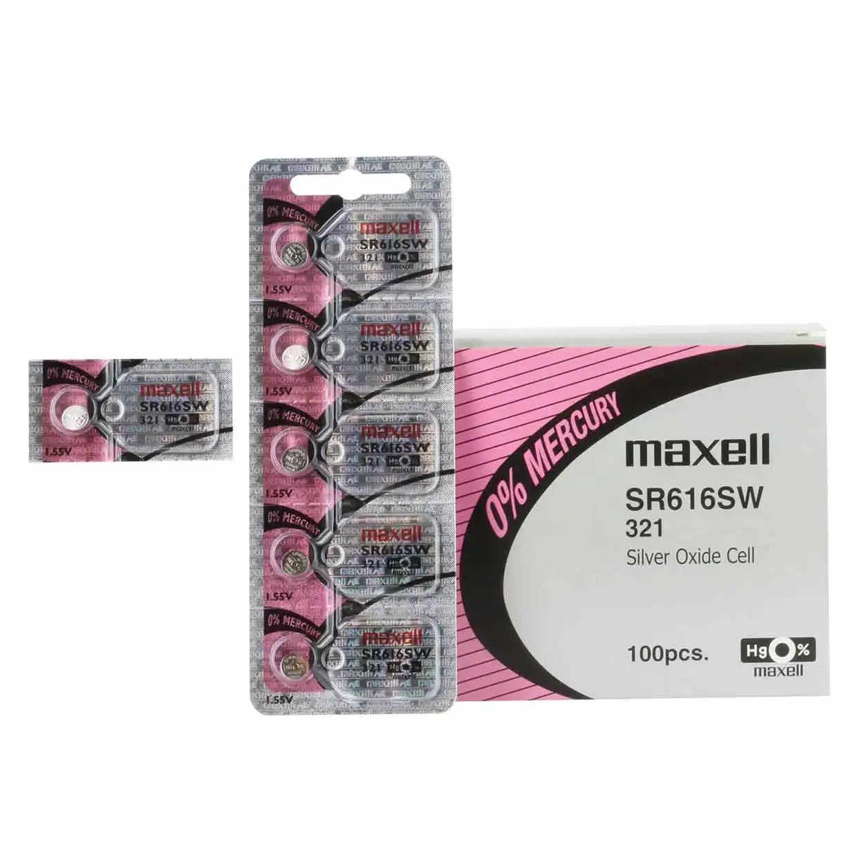 Maxell Watch Battery SR616SW-321 5PCS Tearstrip ( Pack of 5 Batteries ) - 743850