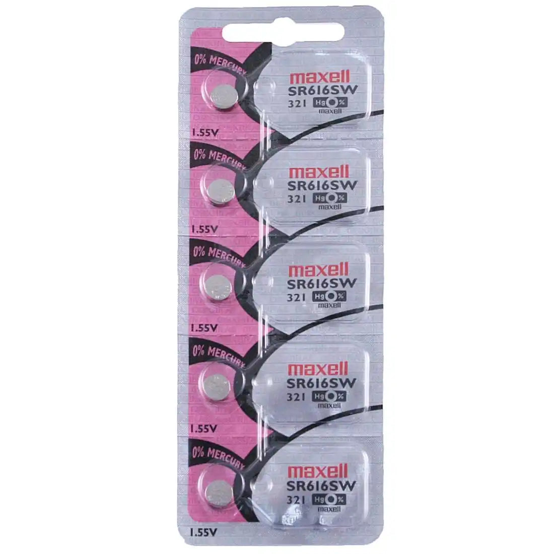 Maxell Watch Battery SR616SW-321 5PCS Tearstrip ( Pack of 5 Batteries ) - 743850