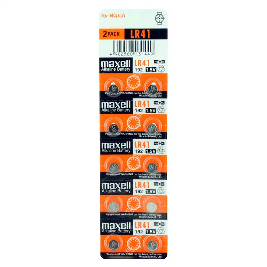 Maxell Watch Battery LR41 Alkaline 10PCS ( Pack of 10 Batteries ) - 761000