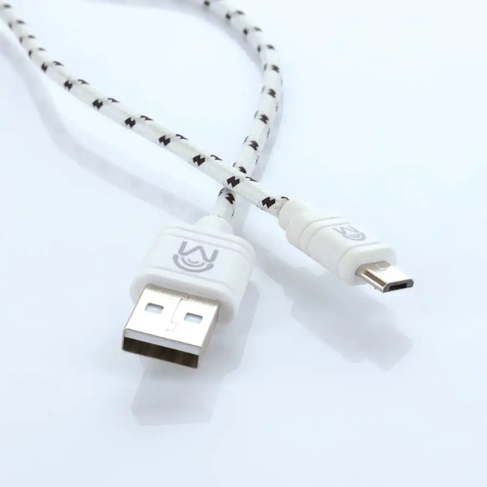Mental Beats 6 Ft Micro USB Mesh Braided Cable White - 83559