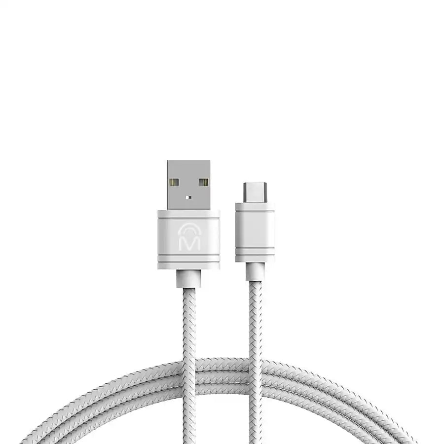 Mental Beats 10FT Micro USB Mesh Braided Cable - White | Model 83567