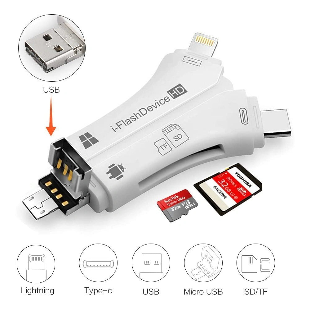 4 In 1 USB OTG Card Reader Flash Drive High-Speed USB2.0 Universal