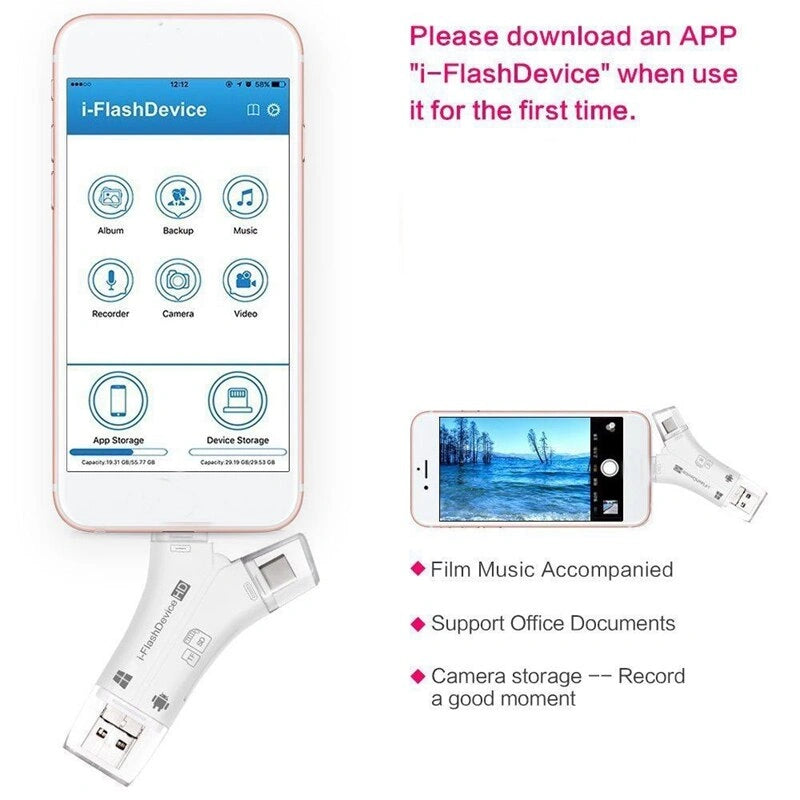 4 In 1 USB OTG Card Reader Flash Drive High-Speed USB2.0 Universal