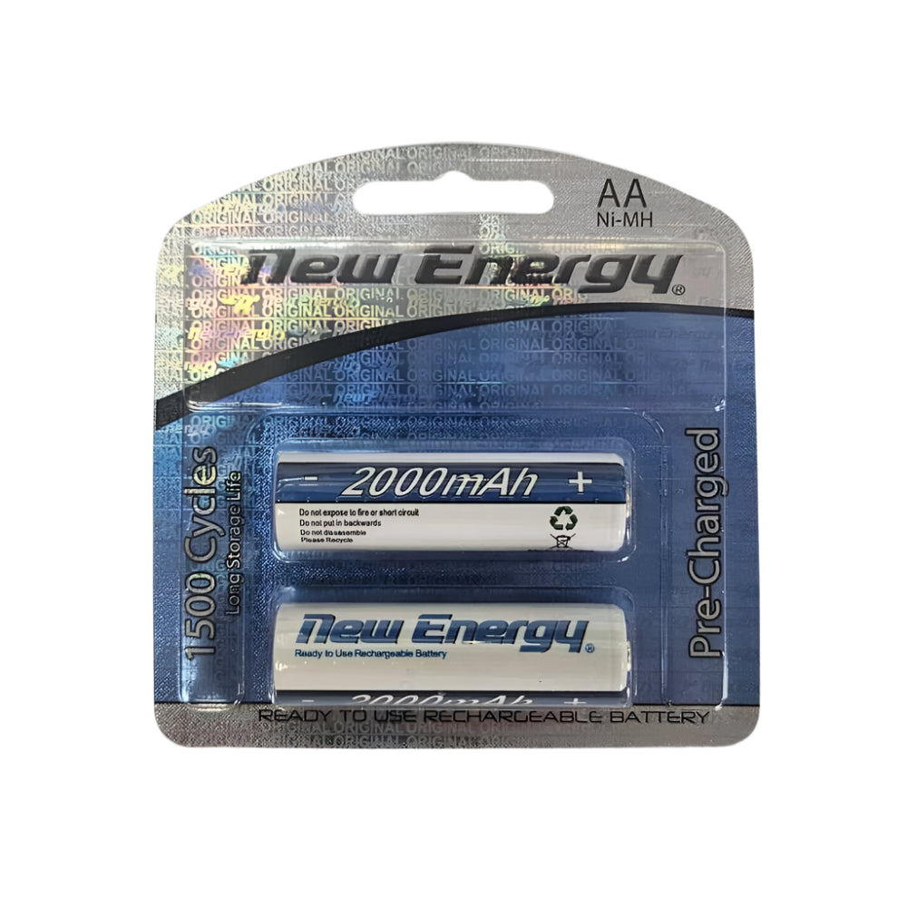 Battery New Energy AA-2PK Ni-MH Rechargeable 2000mAh – 2 Pack 1.2V - 9930