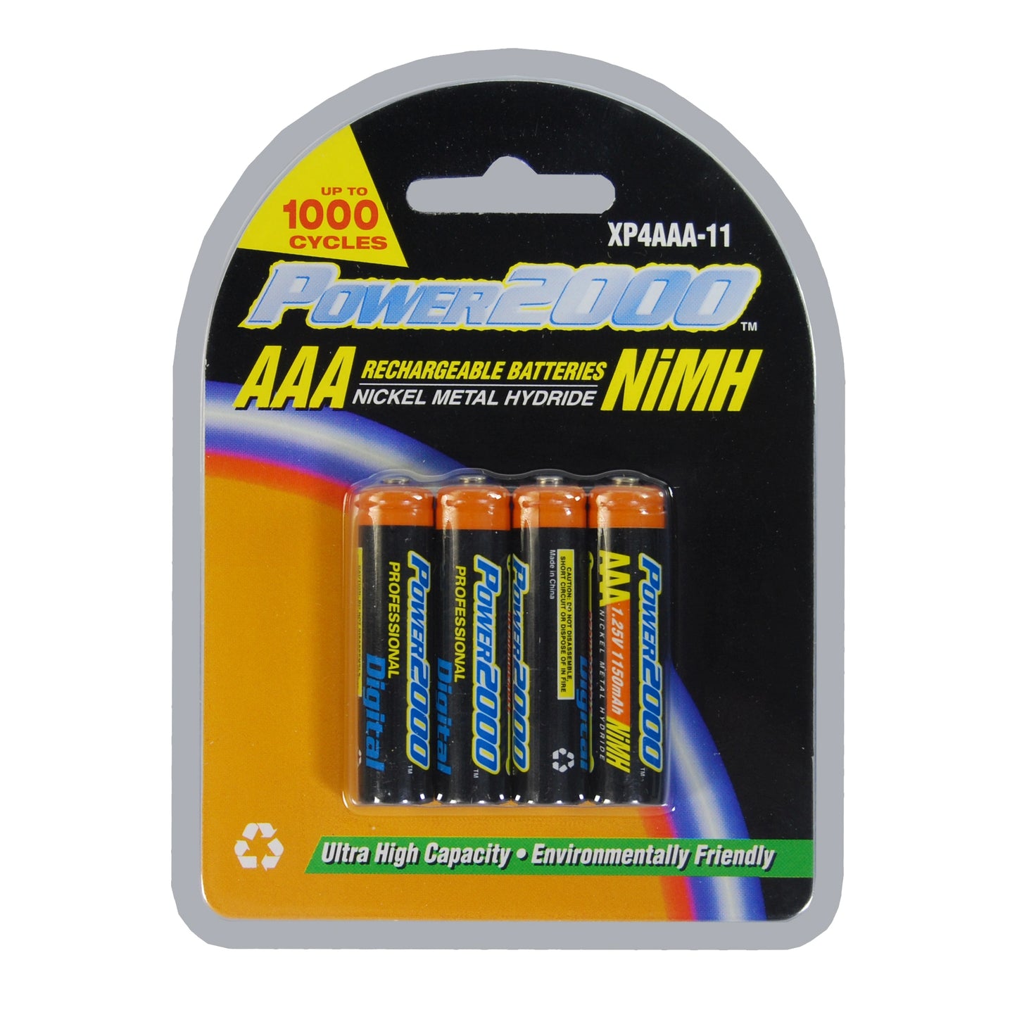 Power2000 Performance Series AAA-4PK NiMH Rechargeable Batteries – 1150mA - 9938