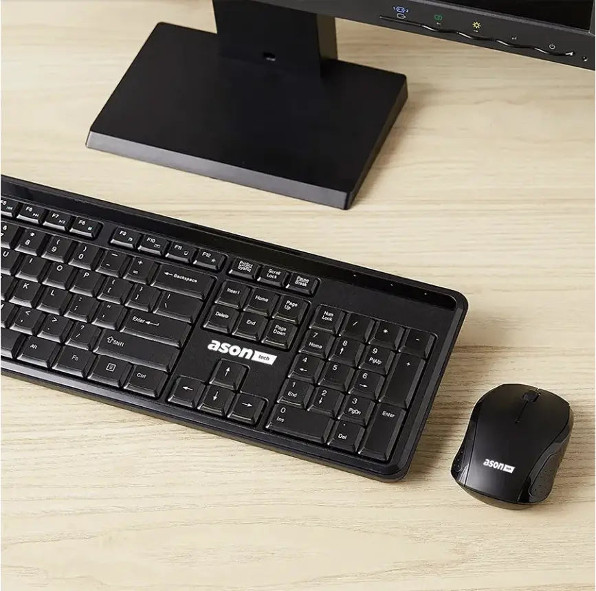 ASON TECH Wireless 4-Button Keyboard and Mouse Combo