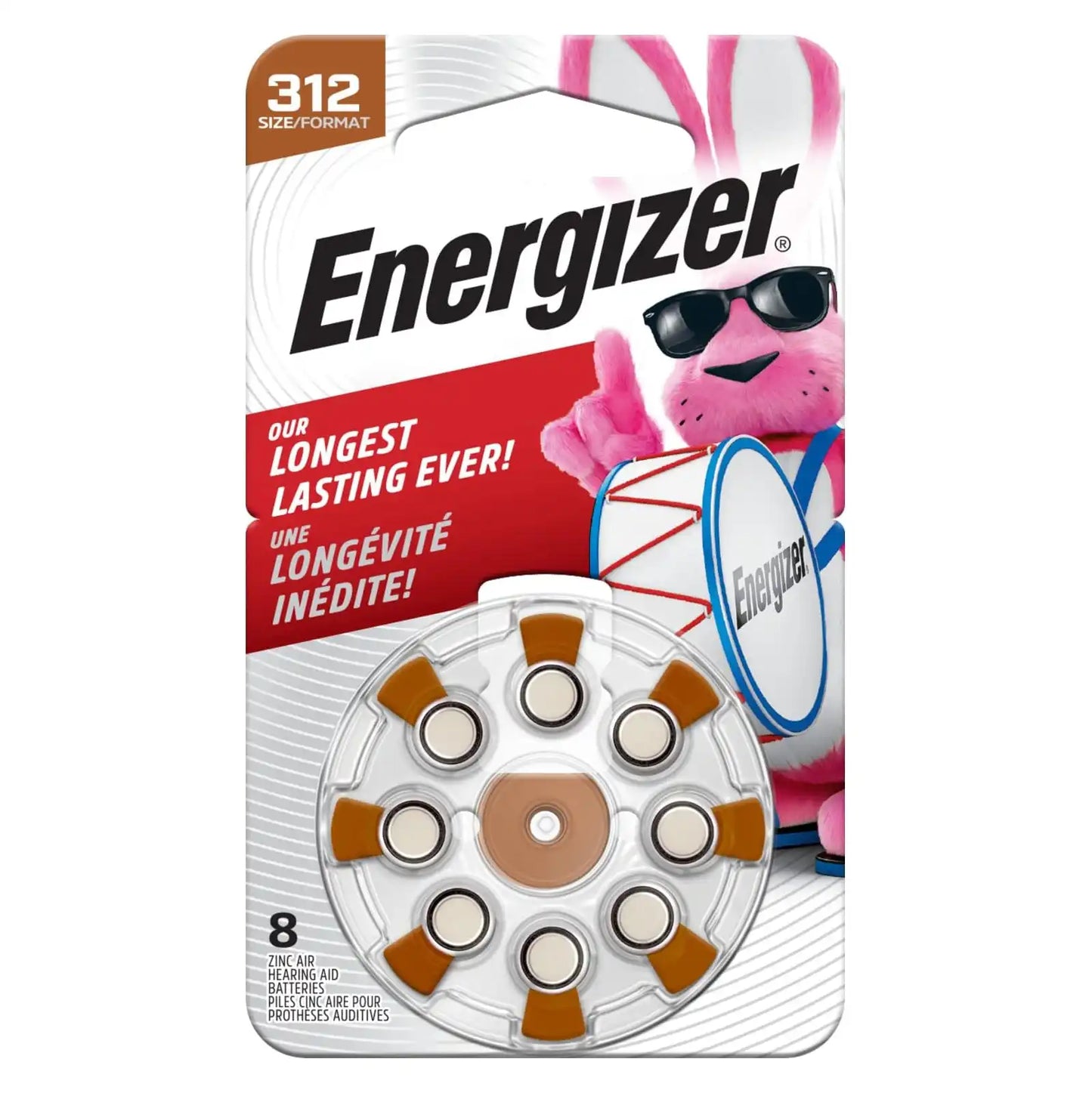 Energizer Batteries Size 312 1,4 Volt For Hearing Aids, 8 Pack - AZ312DP-8