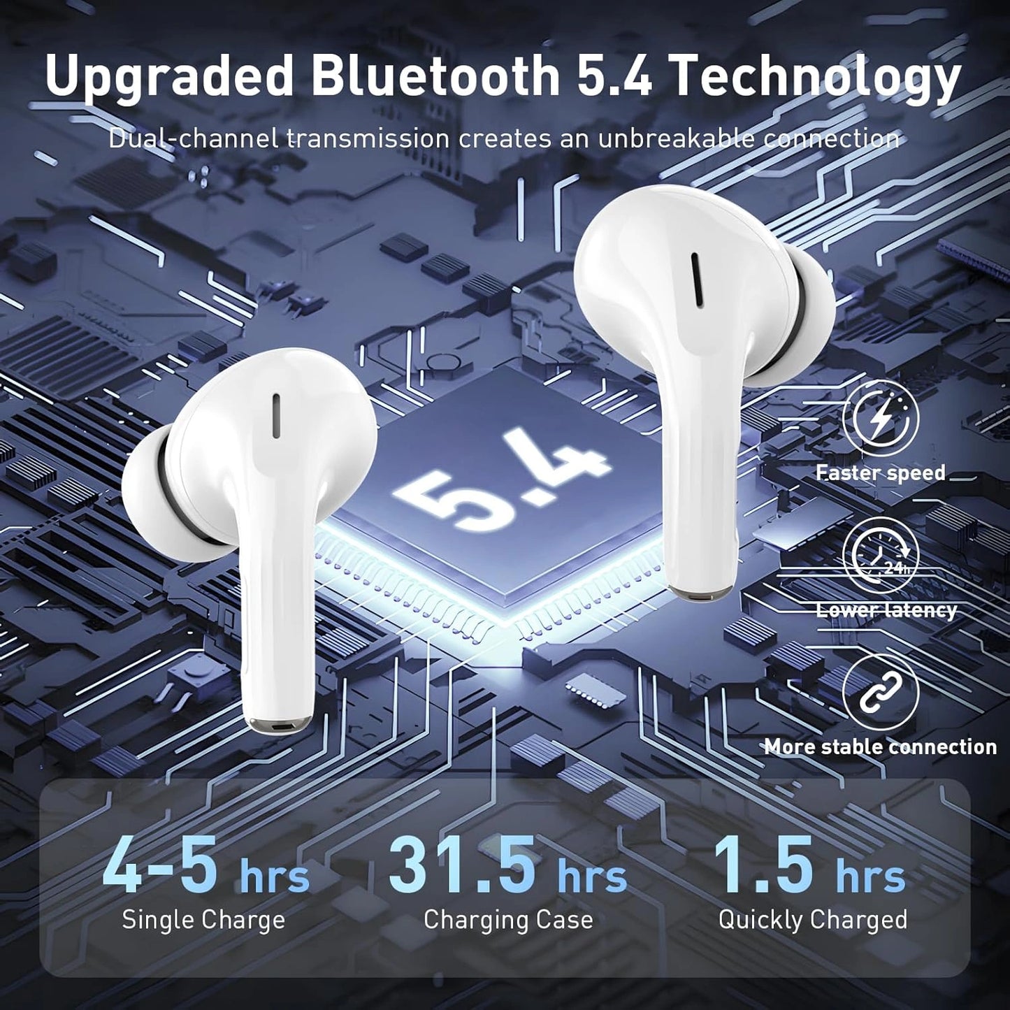 Wireless Earbuds With LED Screen - Touch Control - VD-BT018